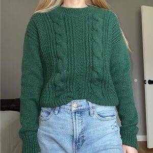 SHEIN Forest Green Cable Knit Sweater